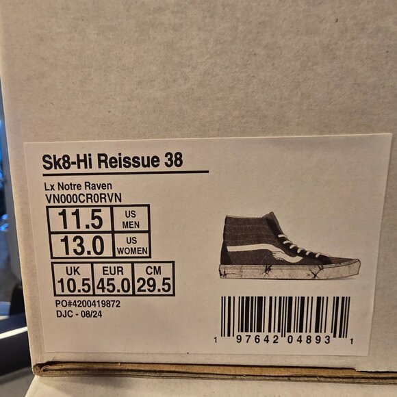 Vans x Notre Sk8 Hi Reissue 38 Lx Notre Raven Grey VN000CR0RVN MENS 11.5 NEW - Picture 8 of 8